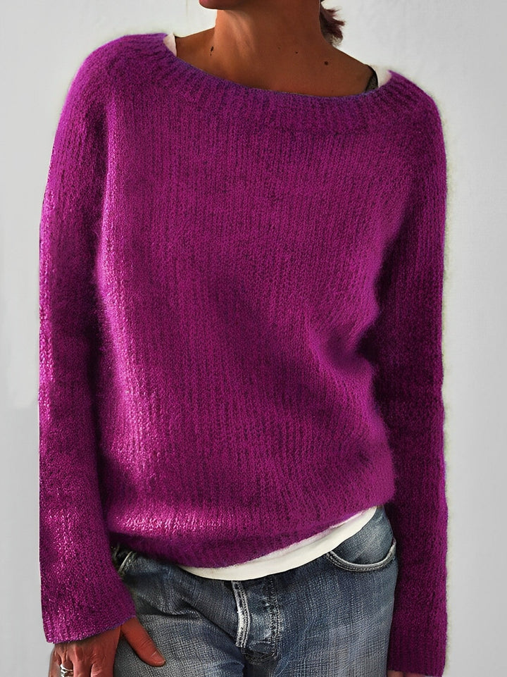 Damski Sweter Oversize Prążkowany z Dzianiny | Zimowy