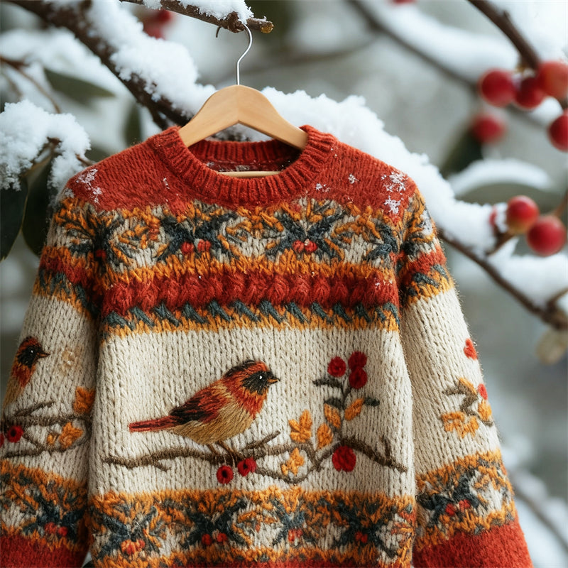 Damski Sweter Szydełkowy Czerwony z Dzianiny | Zimowy
