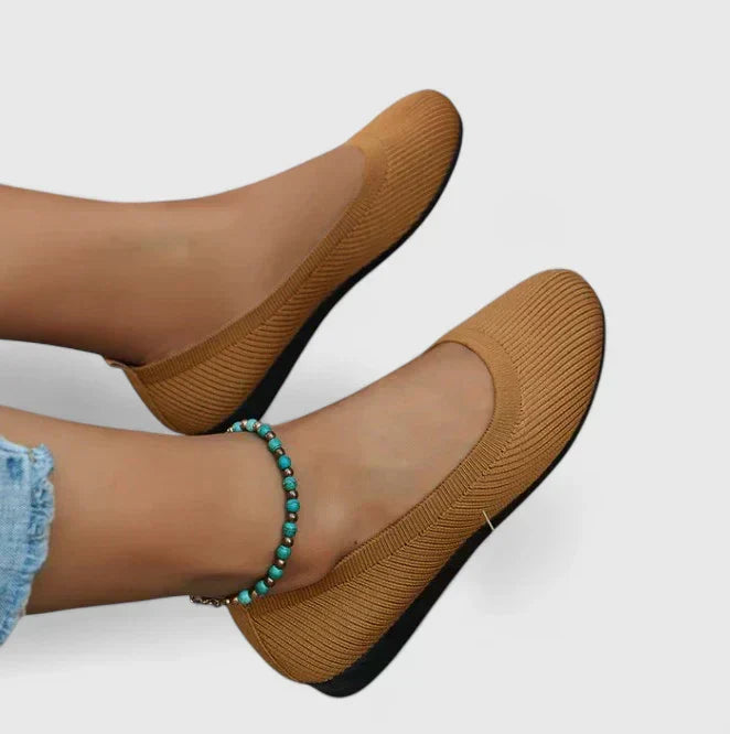 Damskie Płaskie Buty z Okrągłym Noskiem | Wsuwane