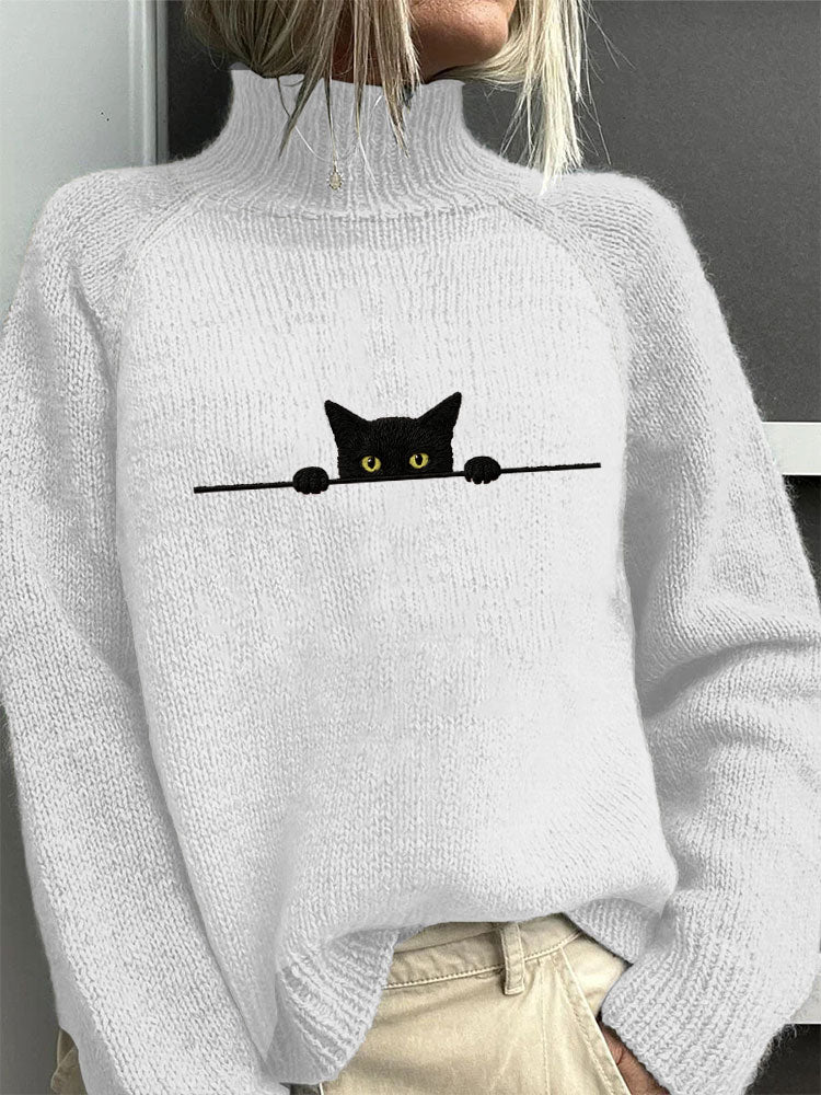 Damski Sweter Golf Print z Dzianiny | Zimowy
