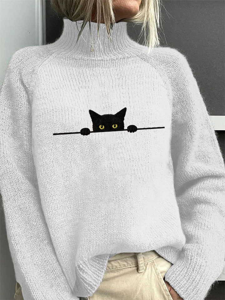 Damski Sweter Golf Print z Dzianiny | Zimowy