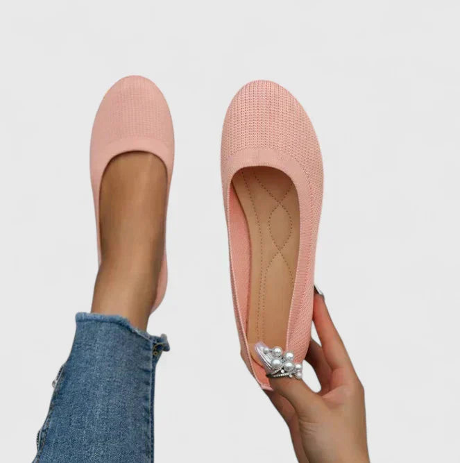 Damskie Płaskie Buty z Okrągłym Noskiem | Wsuwane