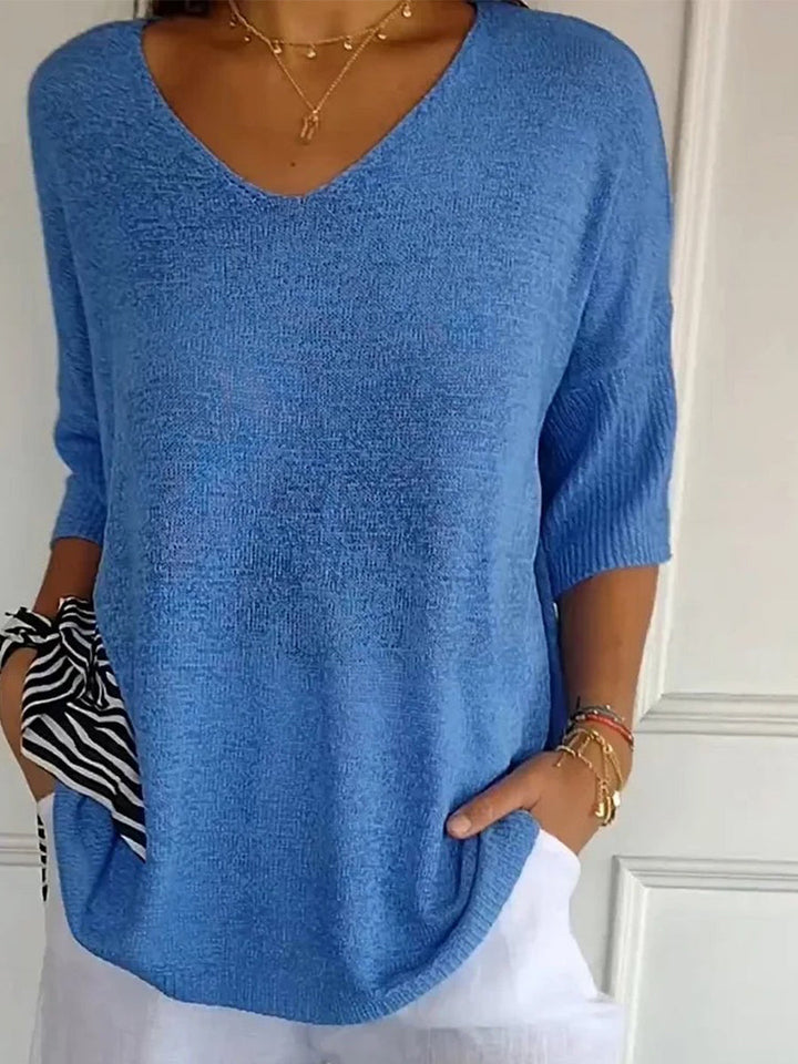 Damski Casualowy Dzianinowy Top | Rękaw 3/4