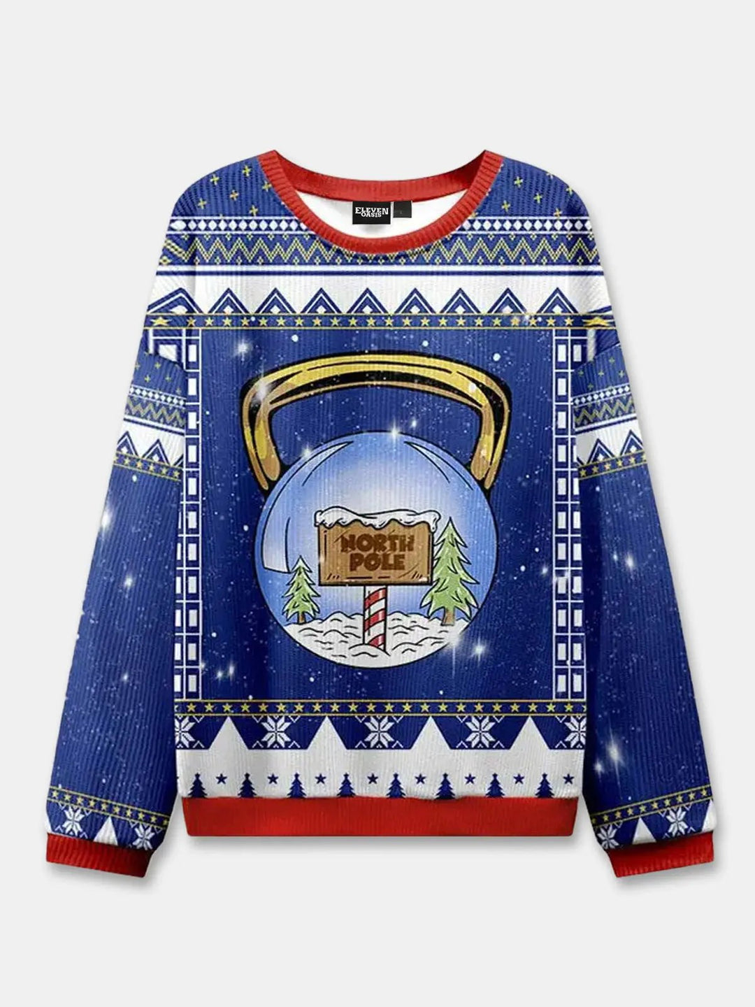 Unisex Sweter Świąteczny z Okrągły Dekolt | Prążkowany