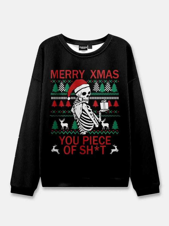 Unisex Sweter Świąteczny z Okrągły Dekolt | Prążkowany