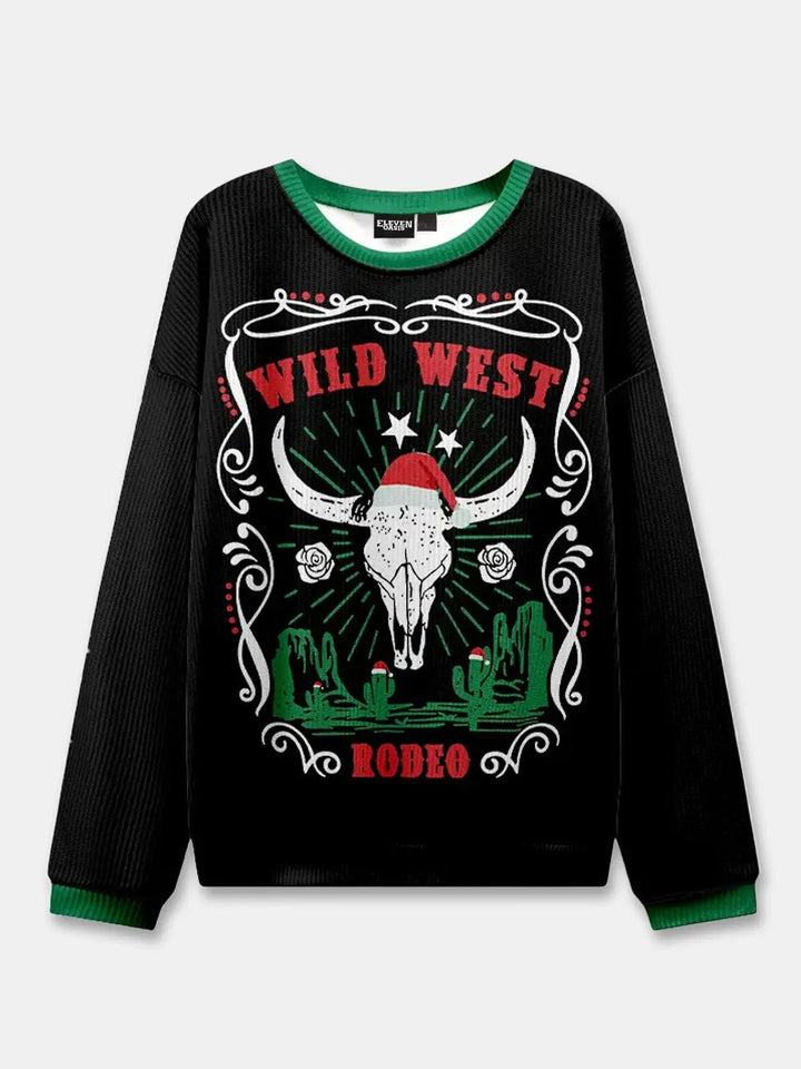 Unisex Sweter Świąteczny z Okrągły Dekolt | Prążkowany