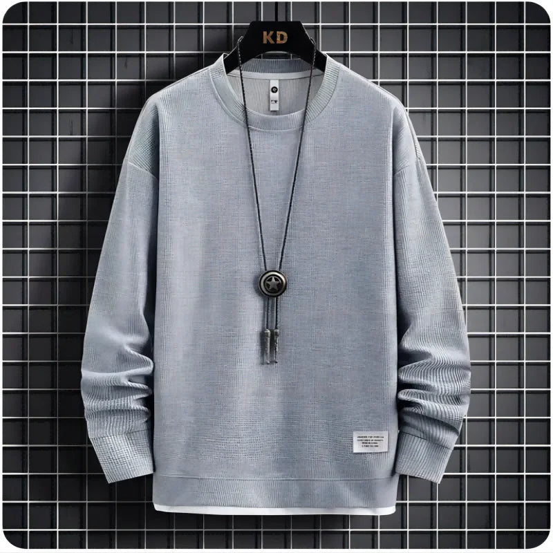 Męski Dres Slim Fit z Dzianiny | Okrągły Dekolt
