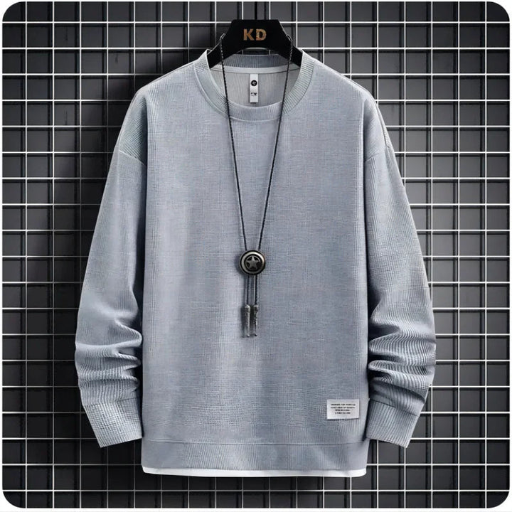 Męski Dres Slim Fit z Dzianiny | Okrągły Dekolt