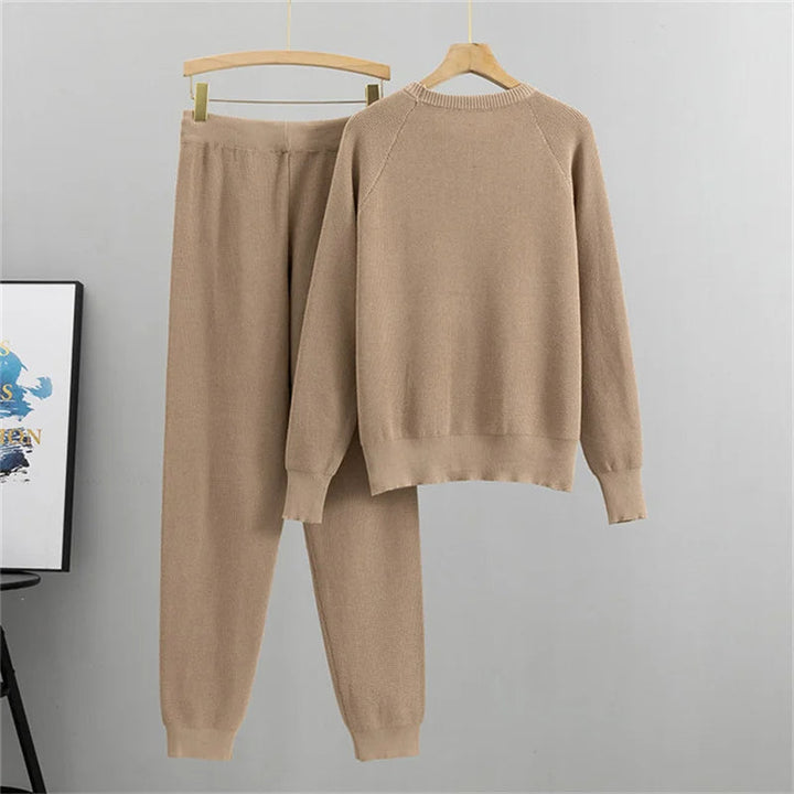 Damski Komplet Prążkowany Zimowa z Dzianiny | Loungewear