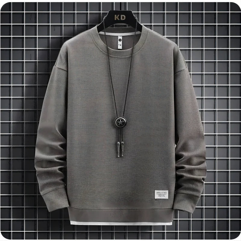 Męski Dres Slim Fit z Dzianiny | Okrągły Dekolt