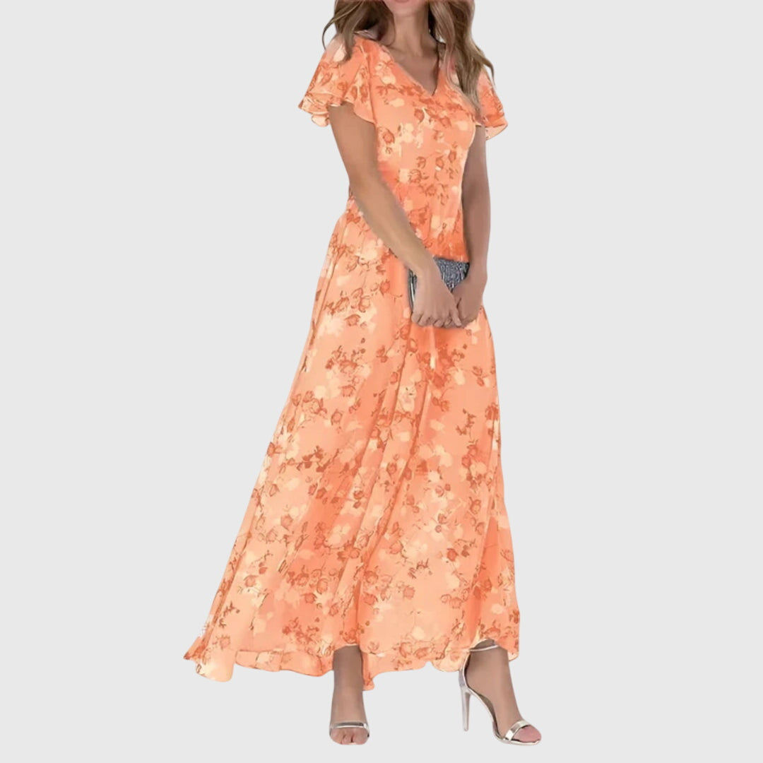 Damska Elegancka Sukienka w Kwiatowy Wzór | Maxi