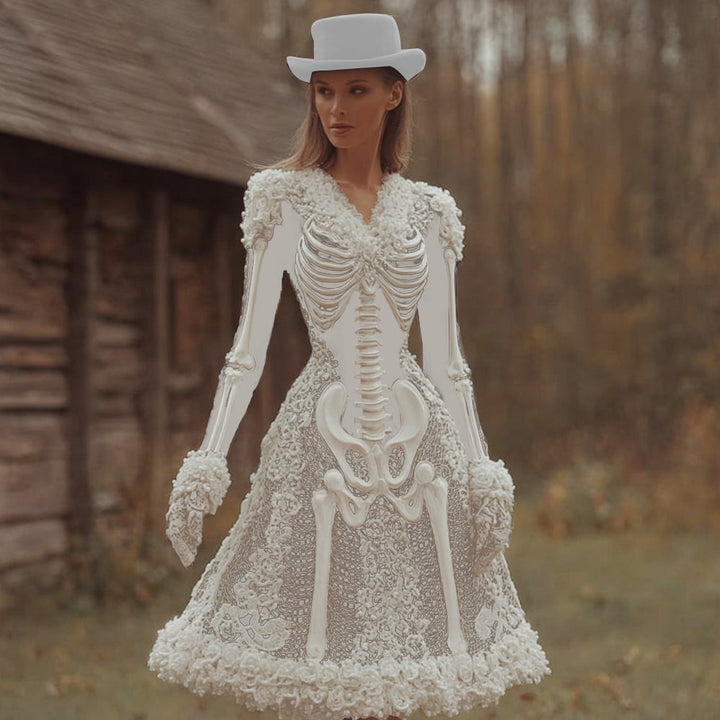 Damska Sukienka Mini Vintage Halloween | Zimowa