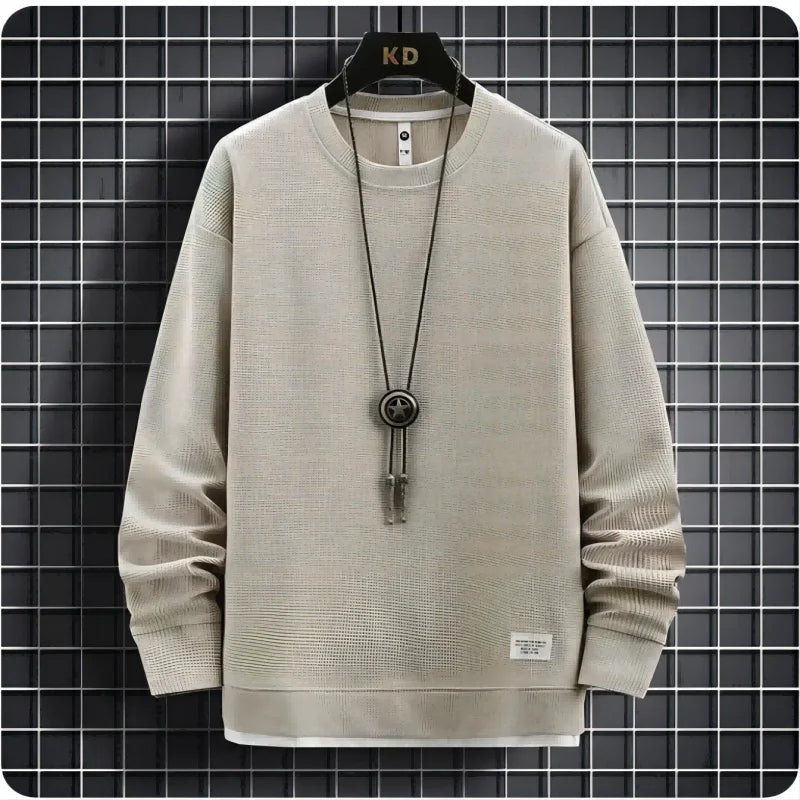 Męski Dres Slim Fit z Dzianiny | Okrągły Dekolt