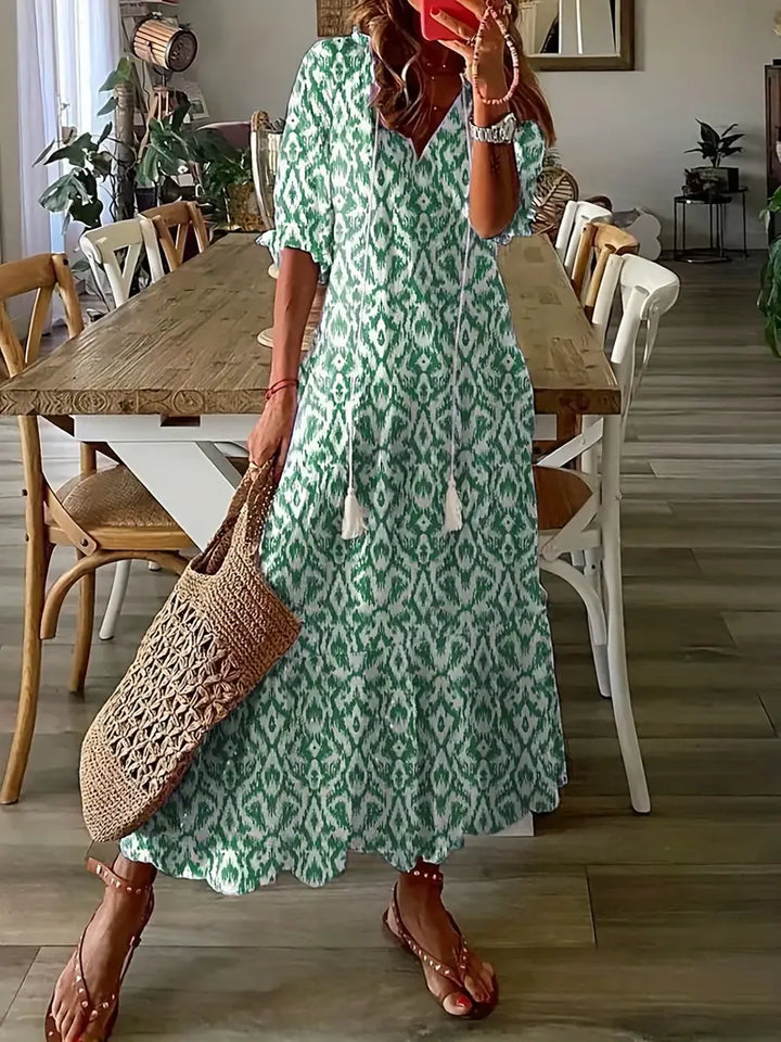 Damska Sukienka Boho z Nadrukiem | Maxi