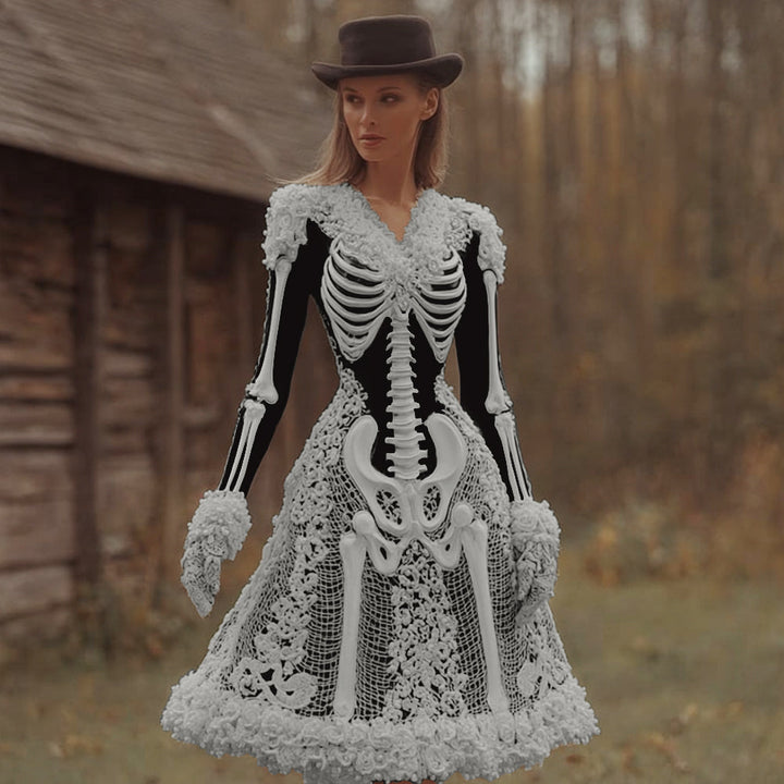 Damska Sukienka Mini Vintage Halloween | Zimowa
