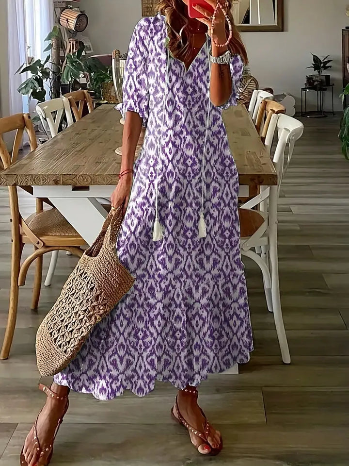 Damska Sukienka Boho z Nadrukiem | Maxi