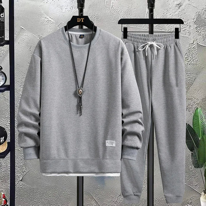 Męski Dres Slim Fit z Dzianiny | Okrągły Dekolt