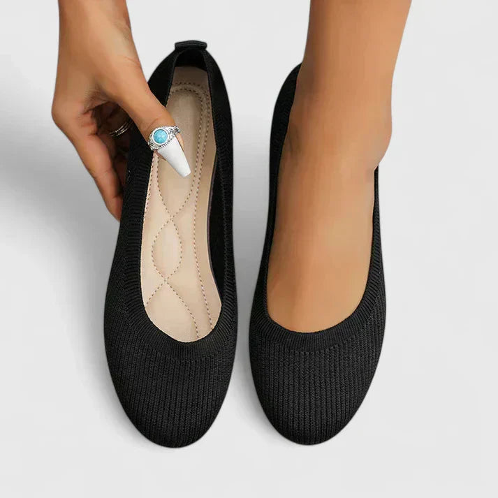 Damskie Płaskie Buty z Okrągłym Noskiem | Wsuwane