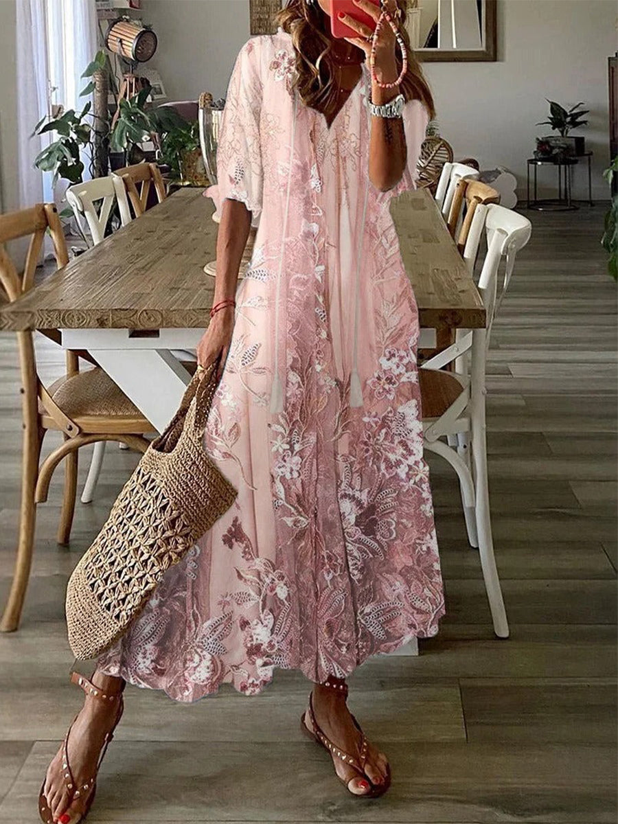 Damska Sukienka Boho w Kwiaty | Maxi