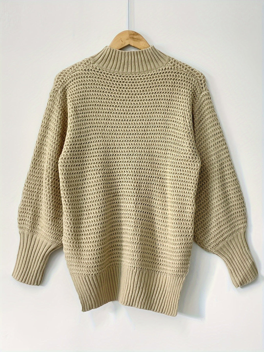 Damski Sweter Oversize Prążkowany z Dzianiny | Ciepły