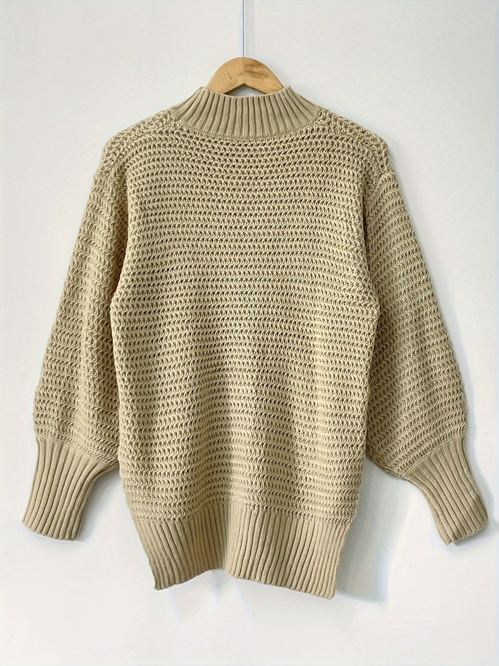 Damski Sweter Oversize Prążkowany z Dzianiny | Ciepły