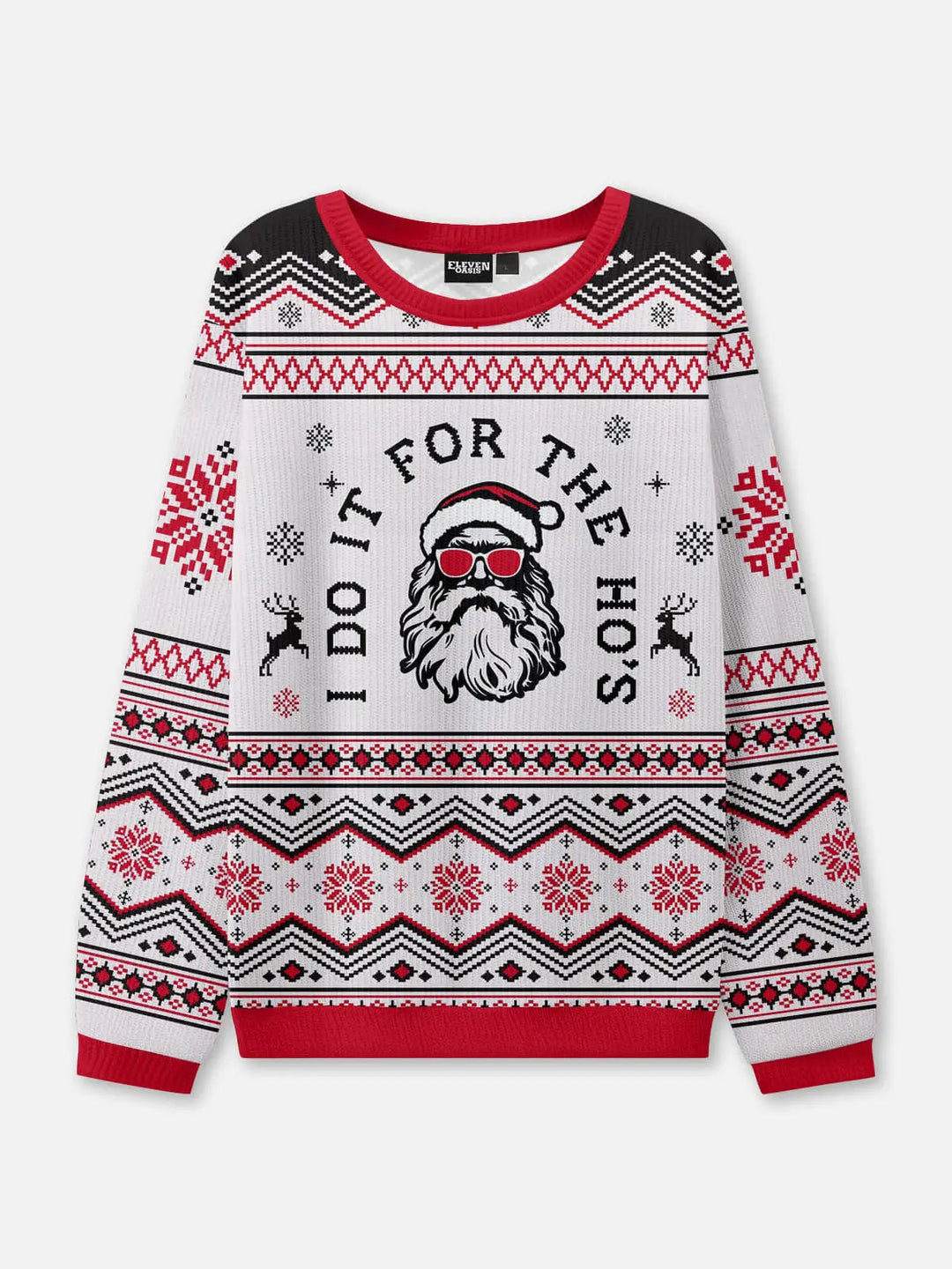 Unisex Sweter Świąteczny Wzór z Dzianiny | Biały