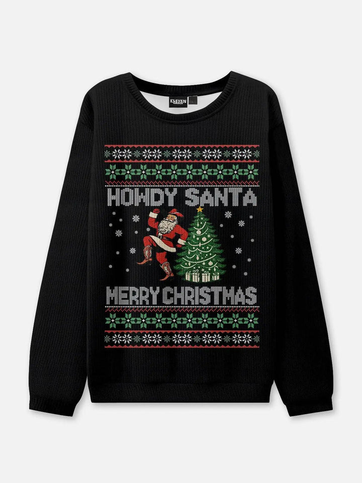 Unisex Sweter Świąteczny z Okrągły Dekolt | Prążkowany