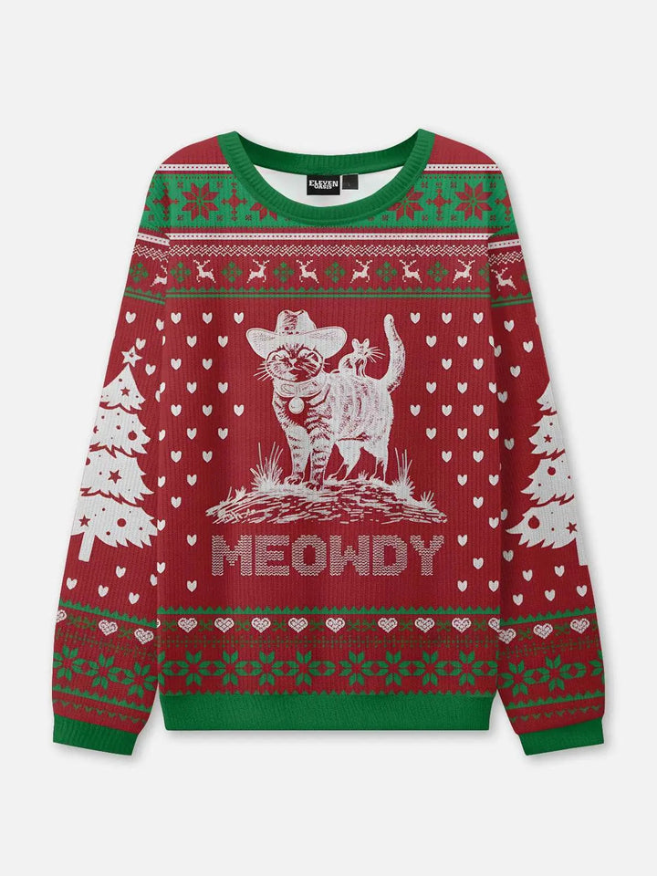 Unisex Sweter Świąteczny z Okrągły Dekolt | Prążkowany