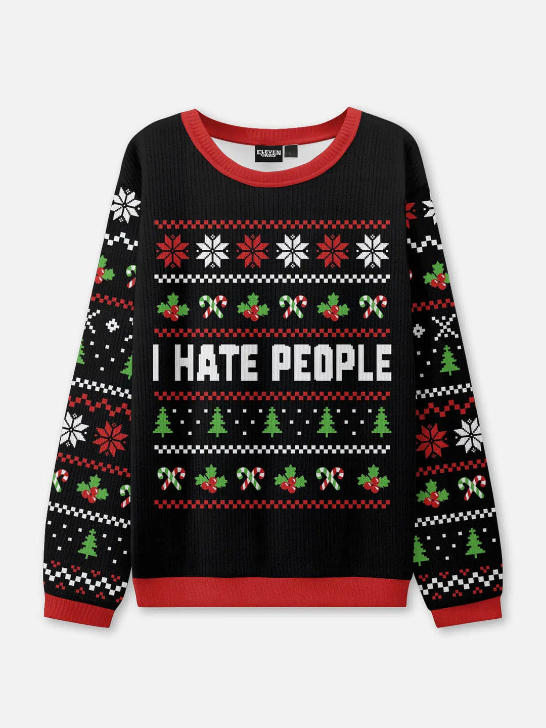 Unisex Sweter Świąteczny Czarny Wzór z Dzianiny | Ciepły