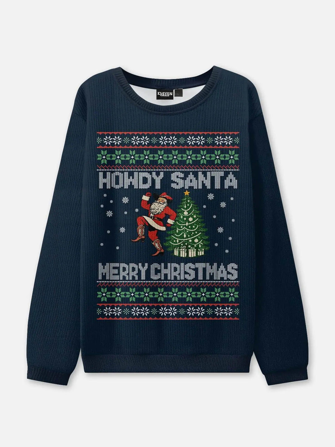 Unisex Sweter Świąteczny z Okrągły Dekolt | Prążkowany