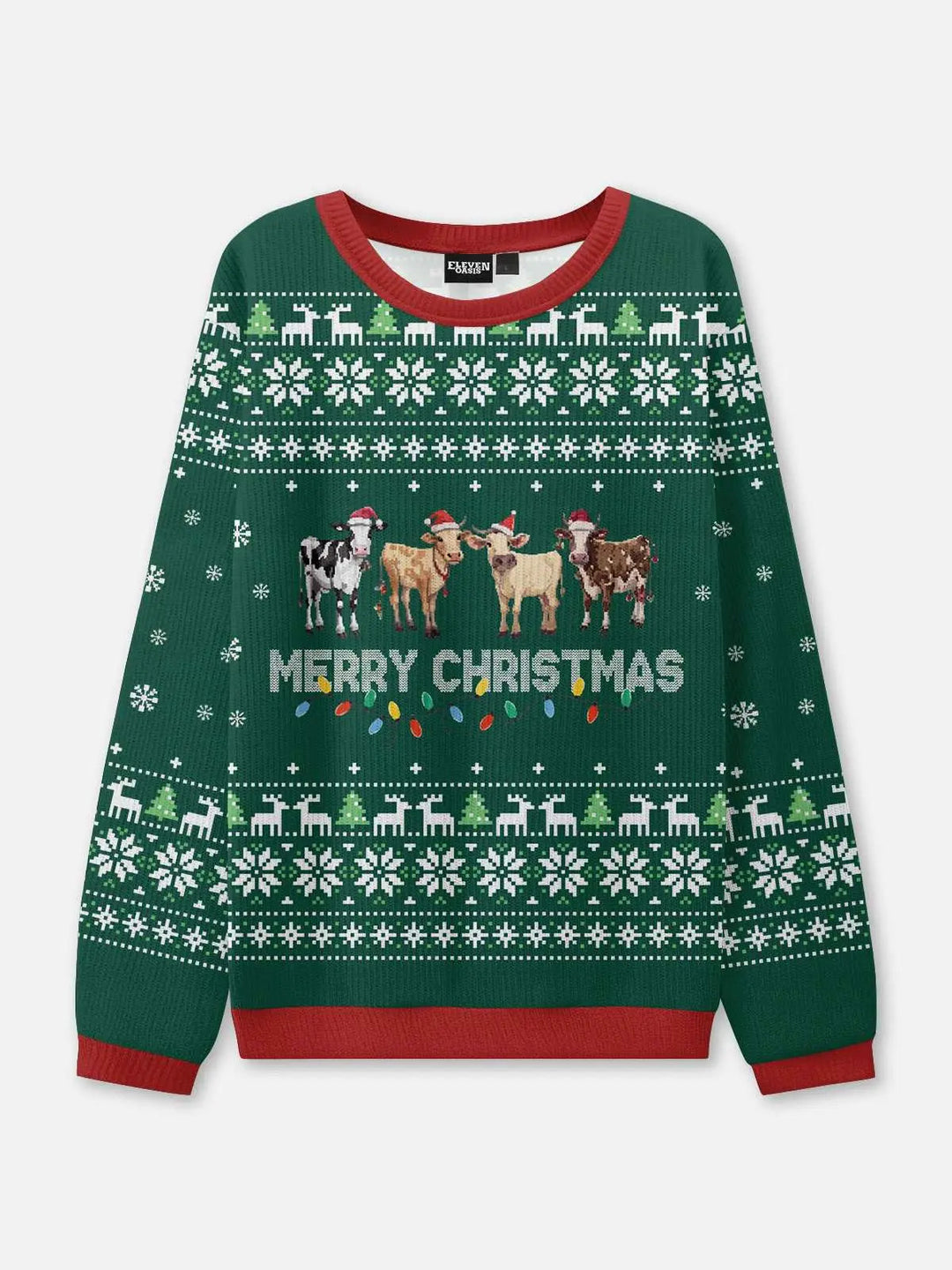 Unisex Sweter Świąteczny z Okrągły Dekolt | Prążkowany