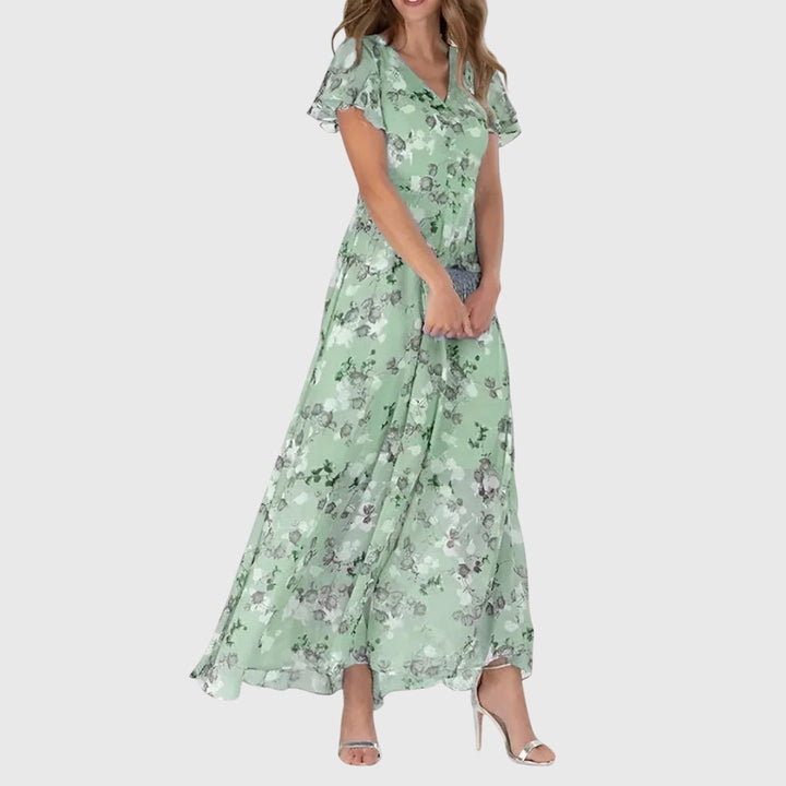 Damska Elegancka Sukienka w Kwiatowy Wzór | Maxi