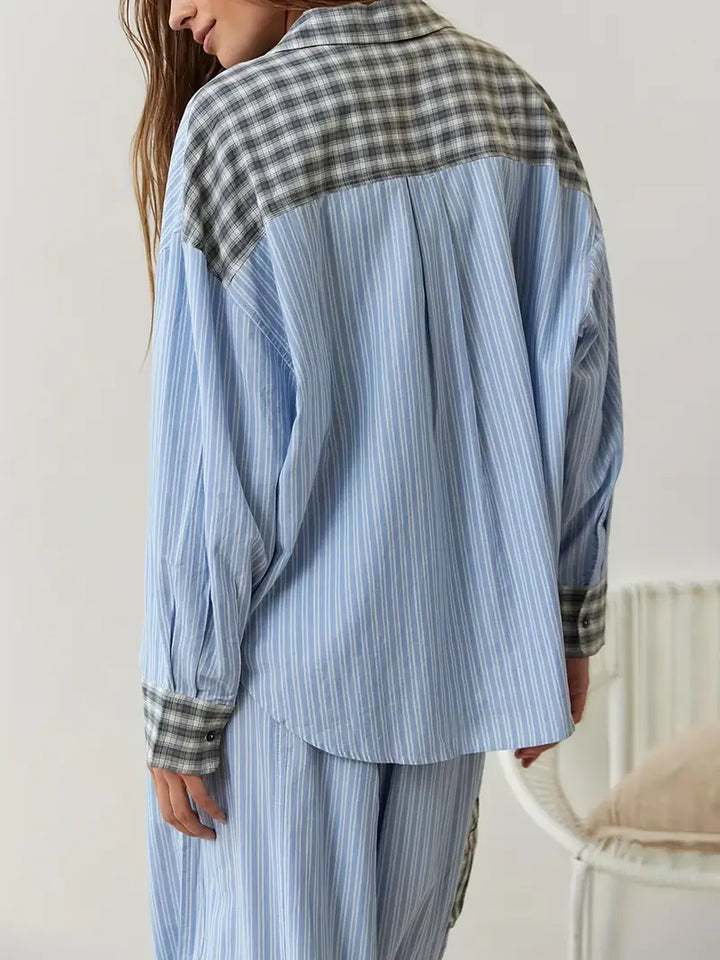 Damski Komplet Guzik Koszula Spodnie | Oversize
