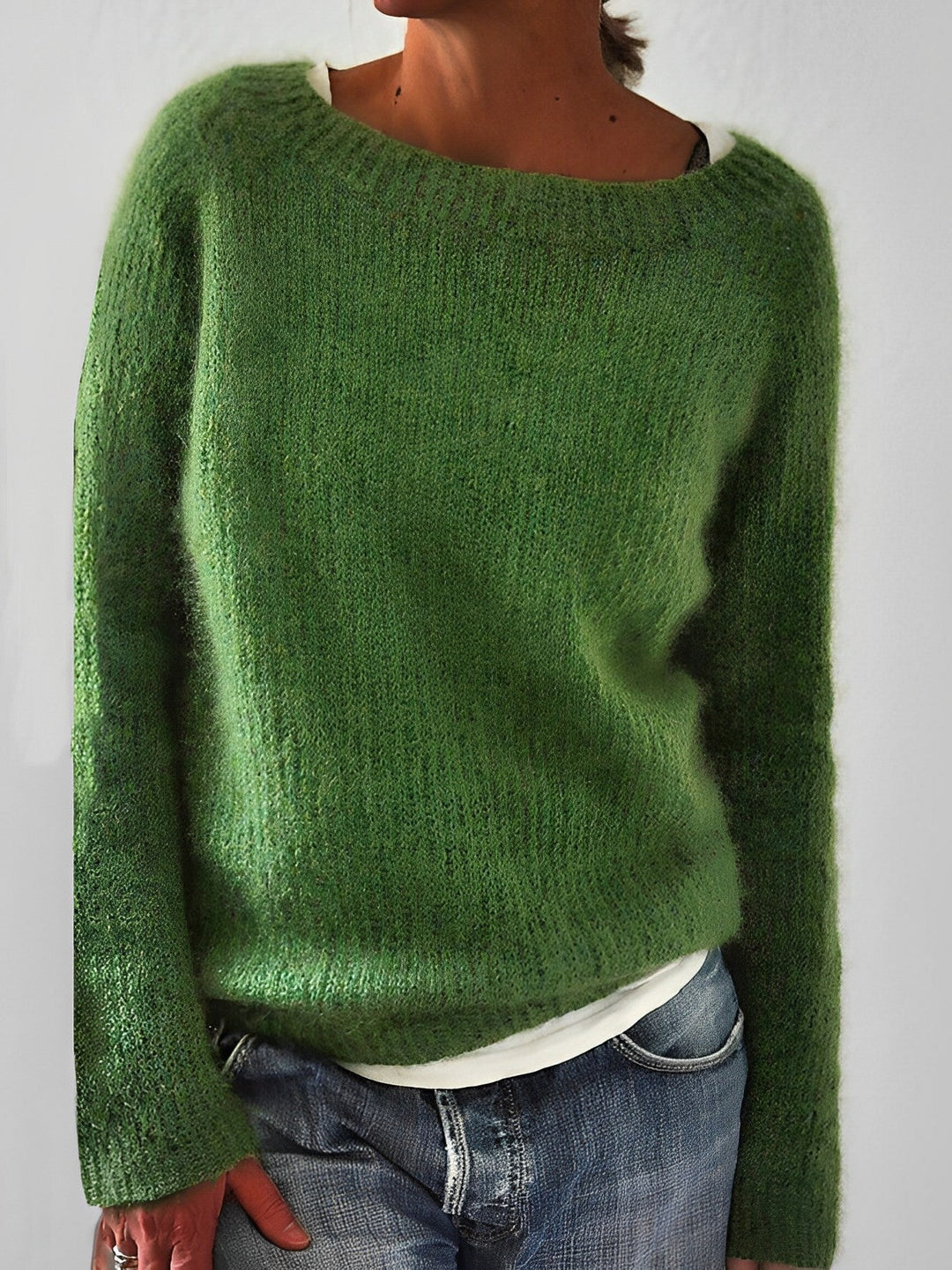 Damski Sweter Oversize Prążkowany z Dzianiny | Zimowy