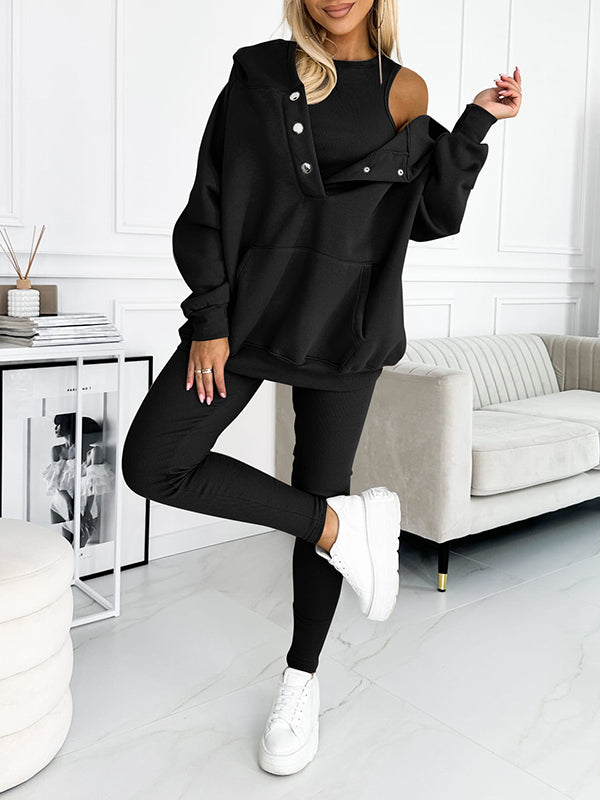 Damski Dres Slim Fit Zimowy z Kapturem | Oversize