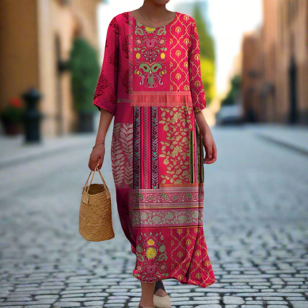 Damska Sukienka W Stylu Etnicznym I Boho | Maxi