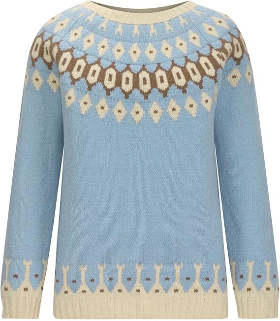 Damski Sweter Norweski Niebieski z Dzianiny | Zimowy
