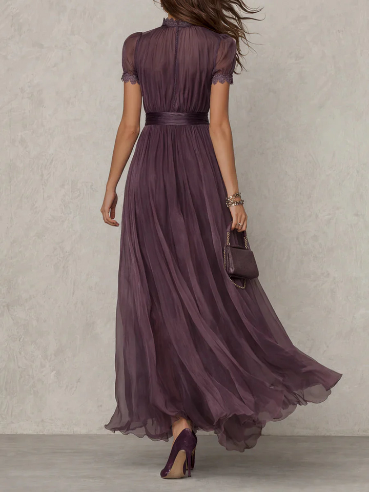 Damska Elegancka Sukienka Vintage ze Stójką | Maxi
