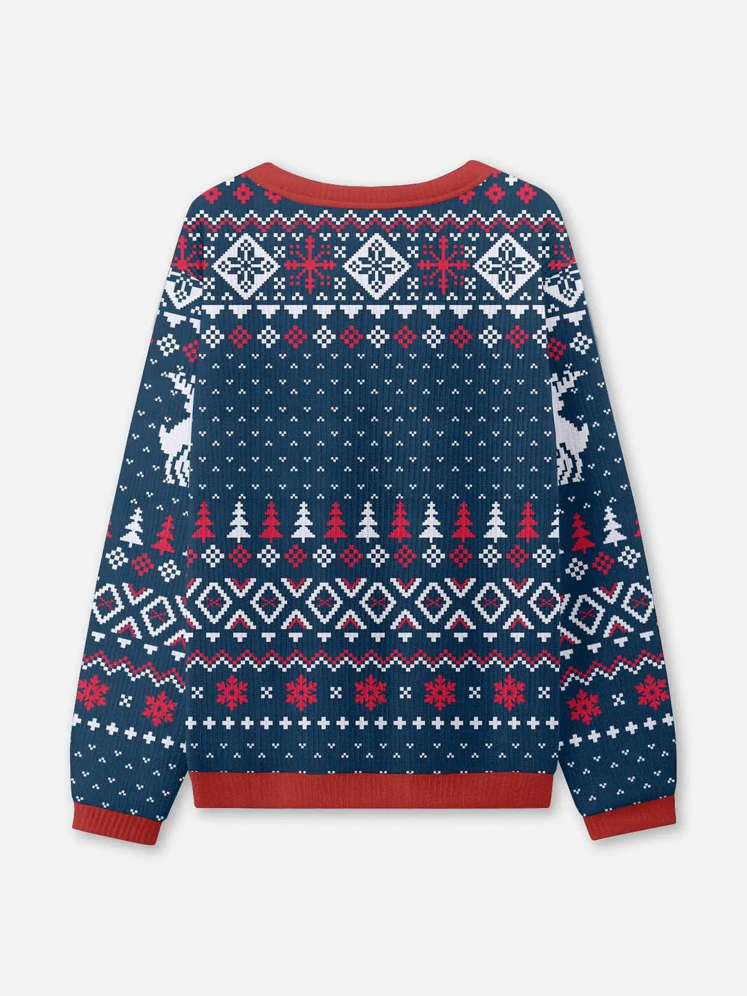 Unisex Sweter Niebieski Świąteczny z Dzianiny | Ciepły