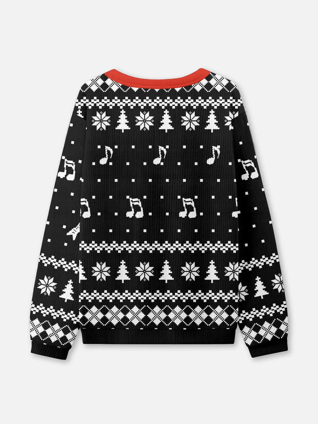 Unisex Sweter Świąteczny Prążkowany z Dzianiny | Okrągły Dekolt