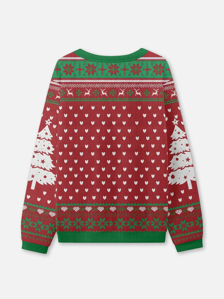 Unisex Sweter Świąteczny z Okrągły Dekolt | Prążkowany