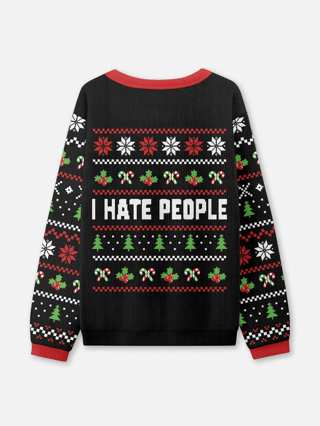 Unisex Sweter Świąteczny Czarny Wzór z Dzianiny | Ciepły