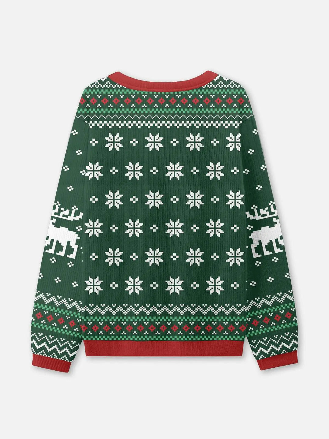 Unisex Sweter Świąteczny Zimowa Prążkowany z Dzianiny | Okrągły Dekolt
