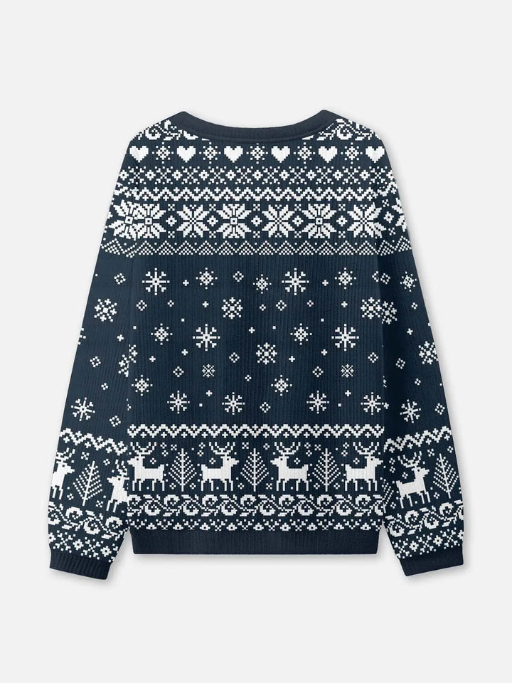 Unisex Sweter Świąteczny z Okrągły Dekolt | Prążkowany