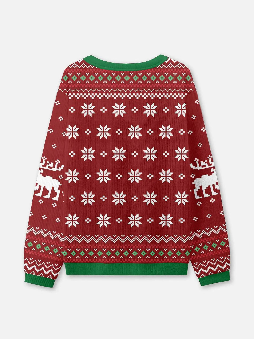 Unisex Sweter Świąteczny Zimowa Prążkowany z Dzianiny | Okrągły Dekolt