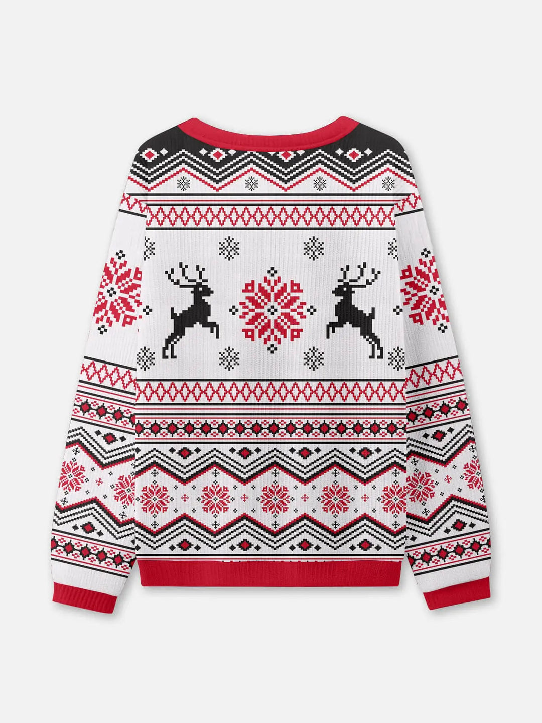 Unisex Sweter Świąteczny Wzór z Dzianiny | Biały