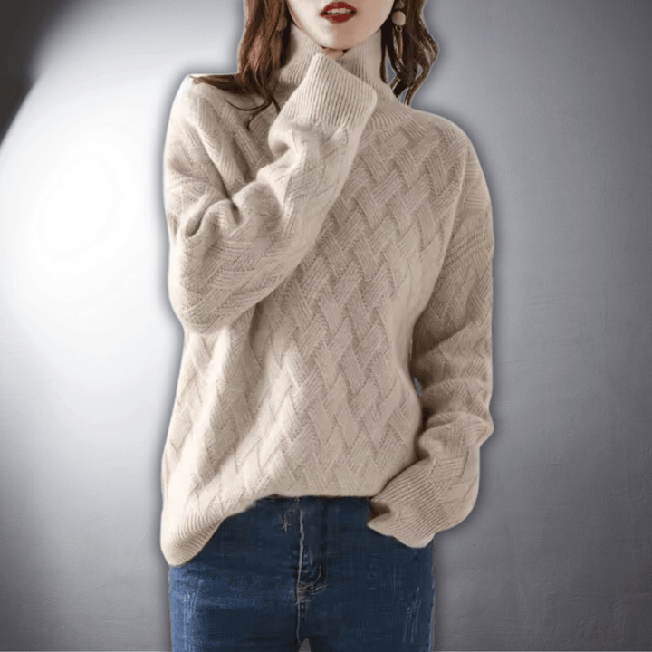 Damski Sweter Golf Warkocz | Gruby