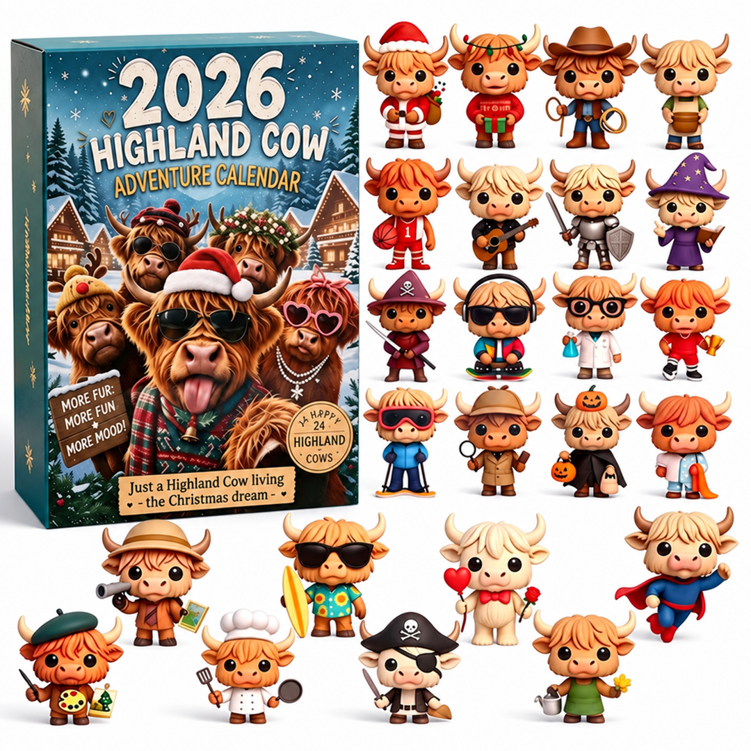 Kalendarz Adwentowy Z Mini Figurkami Krów Highland | Świąteczny