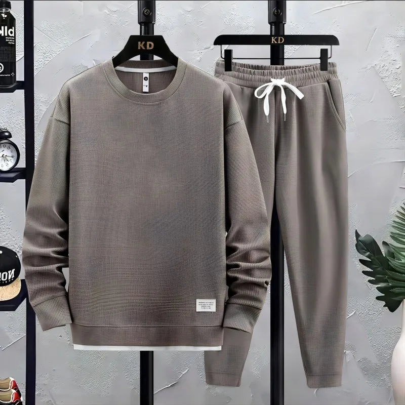 Męski Dres Slim Fit z Dzianiny | Okrągły Dekolt