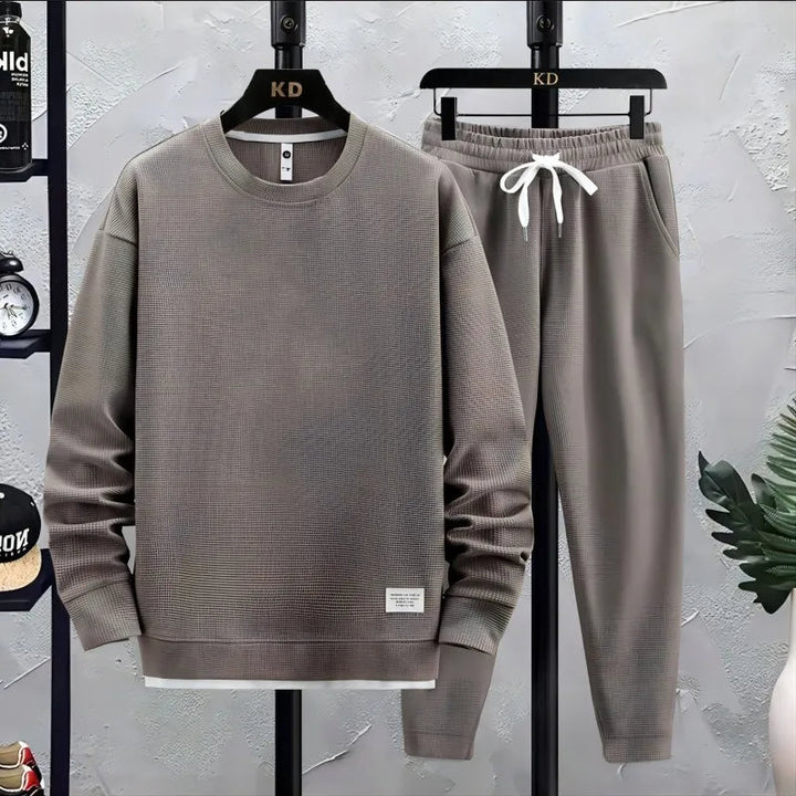 Męski Dres Slim Fit z Dzianiny | Okrągły Dekolt